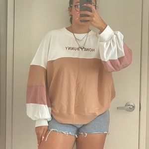 Missguided Honey Bunny Nude & Pink Crewneck